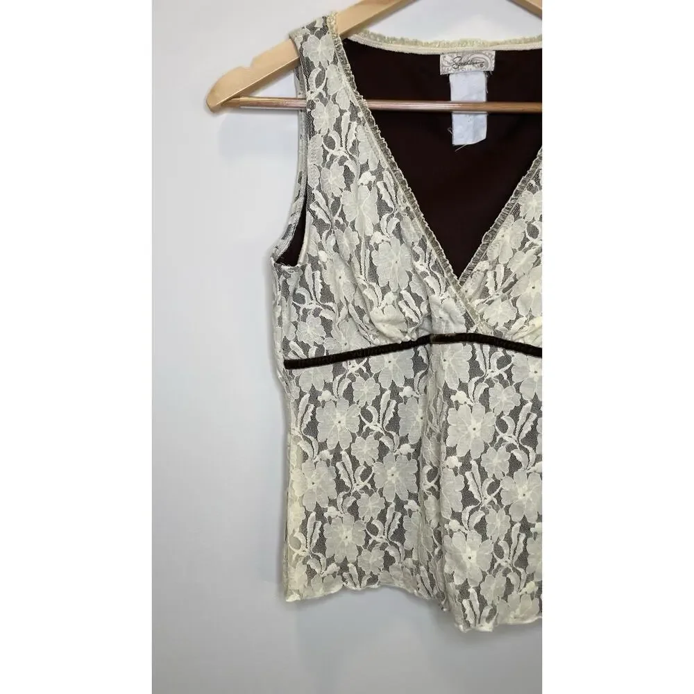 Vintage Speechless Y2K Lace Tank Babydoll Coquette Fairycore V Neck S/M - Picture 3 of 11